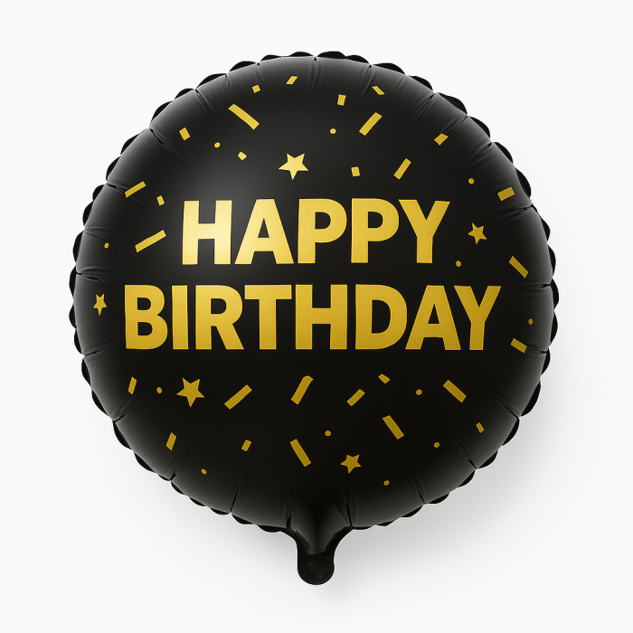Balon folie 45cm negru Happy Birthday – decor elegant pentru aniversari [2]