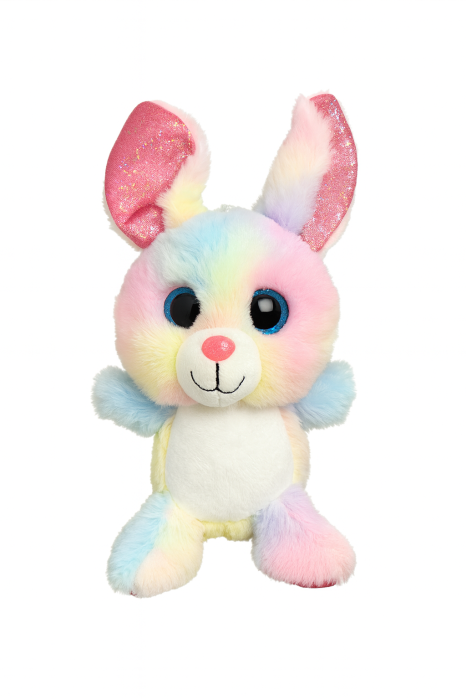 Iepuras Plus Multicolor 25 cm – Jucarie Pufoasa Curcubeu cu Urechi Sclipitoare [1]