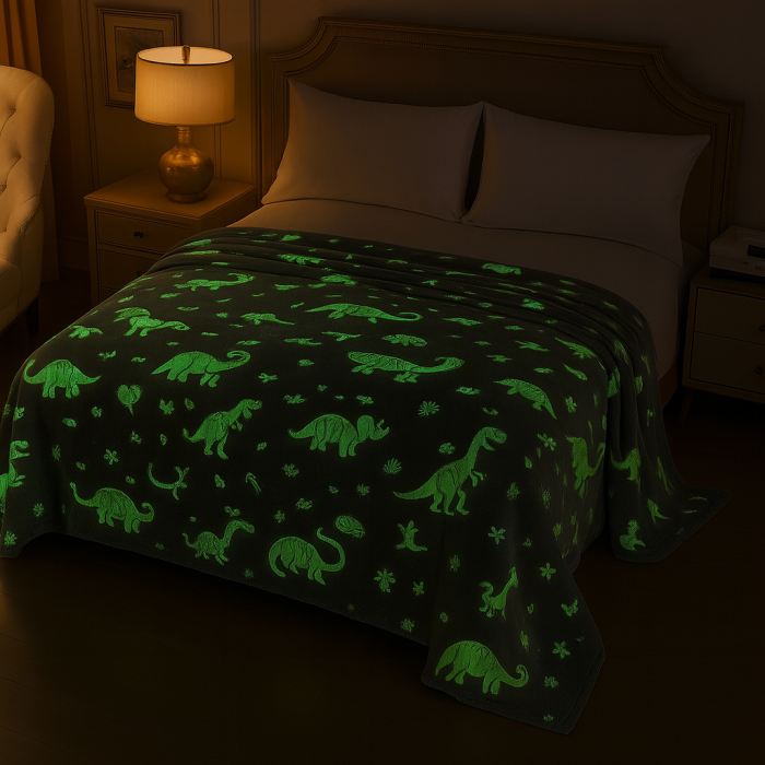 Patura pufoasa fosforescenta copii, model dinozauri, 1 KG, super soft, 200x230 [3]