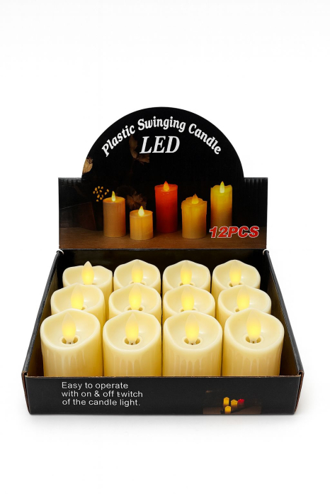 Lumanare decorativa LED tip stalp, flacara oscilanta, 7cm, baterii incluse [1]