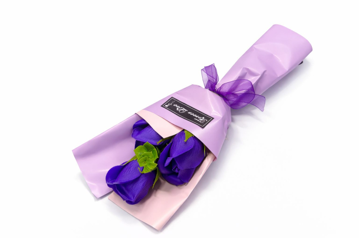 Buchet 3 trandafiri de sapun, decorativi, 30 cm [2]