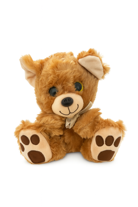 Ursulet Plus Maro 25 cm – Jucarie Pufoasa cu Ochisori Mari si Fundita [2]