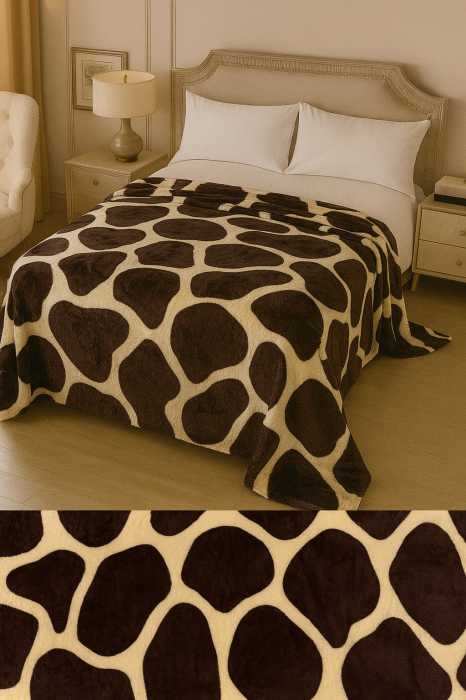 Patura Cocolino 200x230 model giraffe maro crem, pufoasa pentru pat dublu [1]