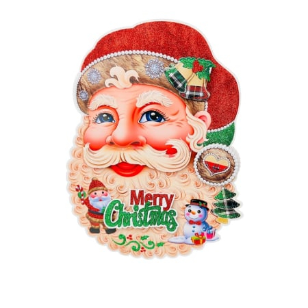 Sticker decorativ Craciun chip Mos Craciun 3D cu sclipici 23x16 cm [1]