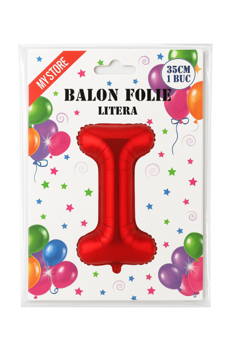 Balon folie litera I rosu 35 cm, decor aniversari si petreceri, 1 buc [2]
