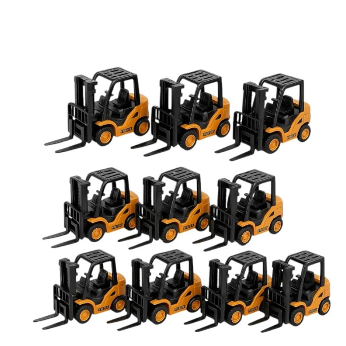 Stivuitor jucărie mecanic set 10 buc – utilaj logistic pentru copii 3+ [1]