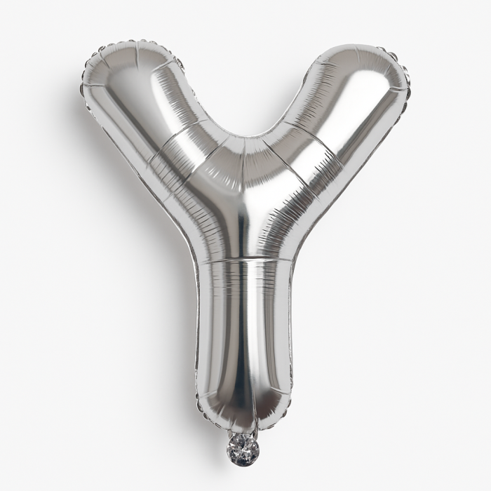 Balon folie litera Y argintiu, 35 cm, decor petreceri si aniversari, 1 buc [1]
