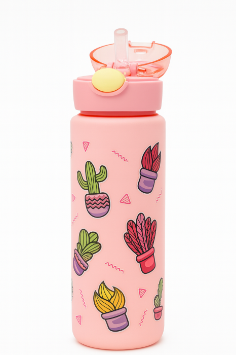 Sticla Kids Cactus Pink 500ml – Model Termo cu Pai si Design Amuzant [2]