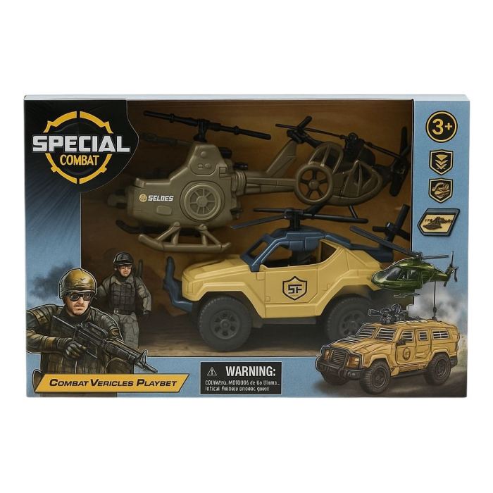 Set vehicule militare cu elicopter, jeep, motocicletă și soldat – jucărie copii 3+ [2]
