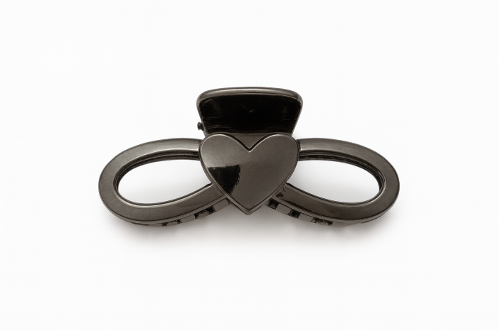 Set 12 clame par 13CM model inima infinity, prindere puternica, culoare negru lucios [2]