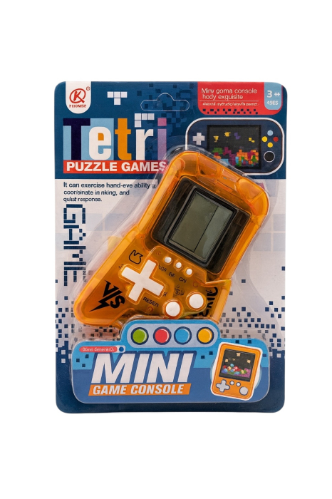 Mini Consola Jocuri Puzzle Portocalie, Jocuri Tip Tetris, Portabila pentru Copii 3+ [2]