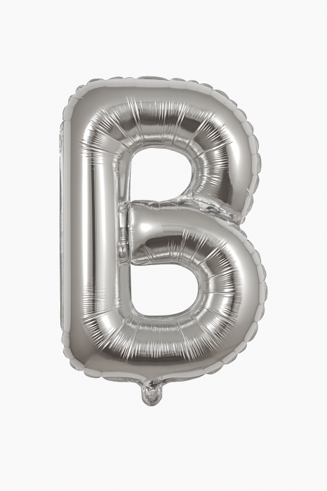 Balon folie litera B argintiu 35 cm, decor pentru petreceri si aniversari, 1 buc [1]