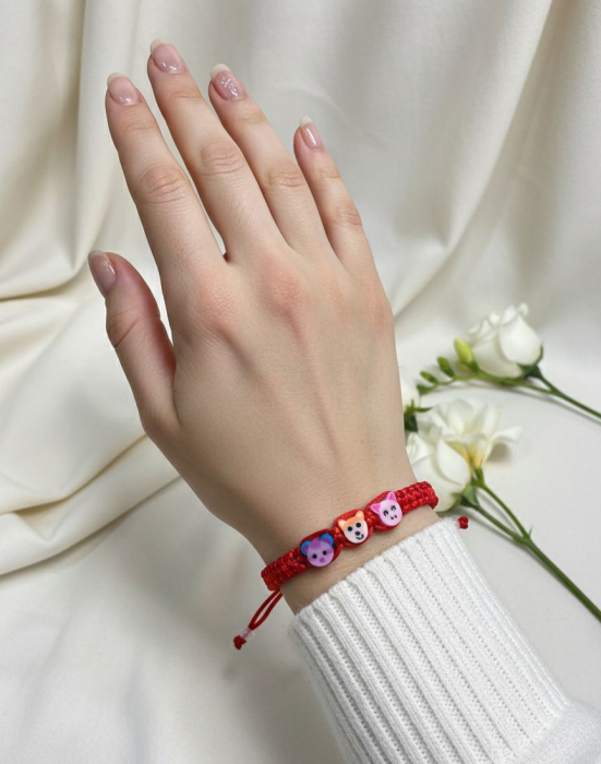 Set 10 bratari martisor copii cu snur impletit gros si figurine animalute 12cm [2]