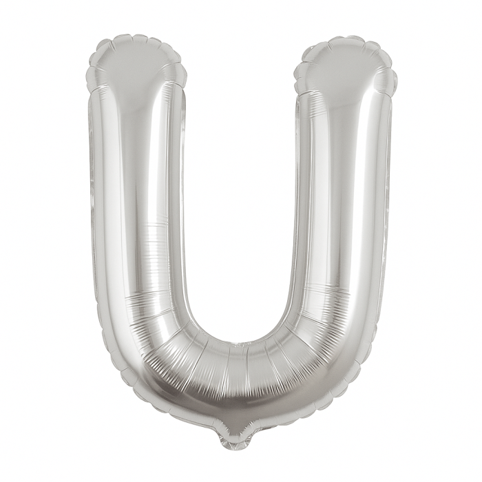 Balon folie litera U argintiu, 35 cm, pentru aniversari si decor, 1 buc [1]