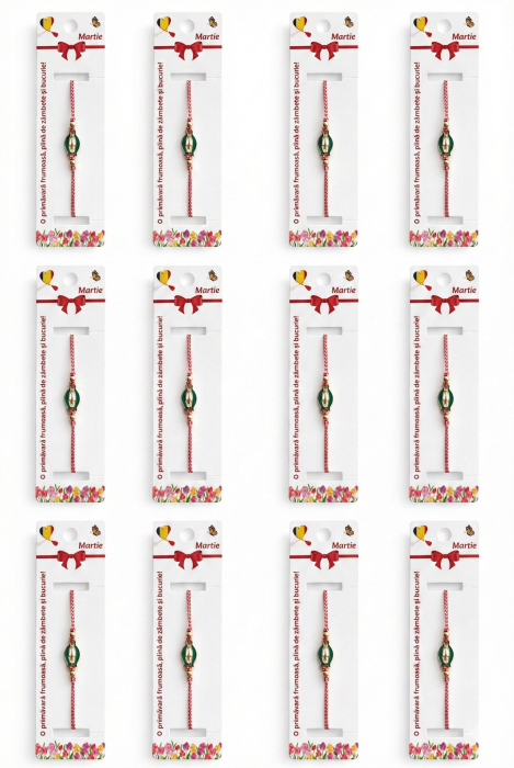 Set 12 Bratari Martisor Ghiocel Auriu Snur Alb Rosu Reglabile [5]