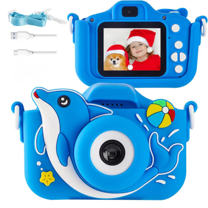Camera foto digitala pentru copii 4800 MP, 8x zoom, model albastru delfin12.5x11.5cm [1]