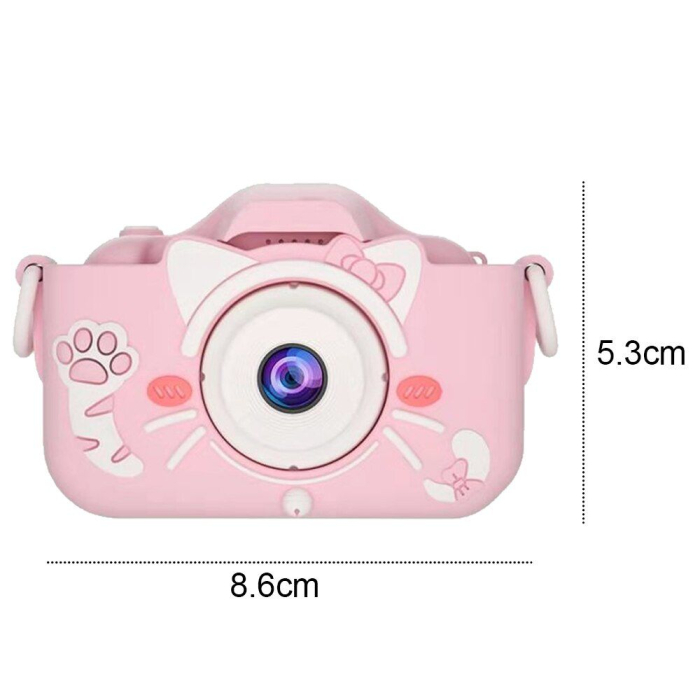 Camera foto digitala pentru copii 4800 MP, 8x zoom, model pisicuta roz, 13x12cm [2]