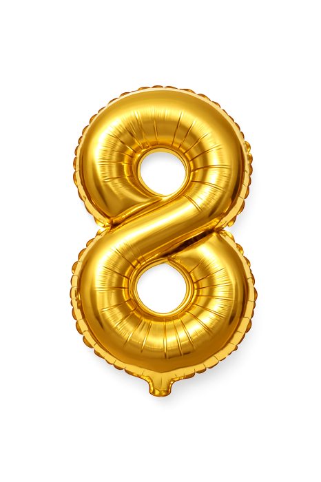 Balon folie cifra 8 auriu, 35 cm, pentru aniversari si petreceri, 1 buc [1]