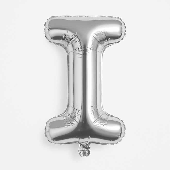Balon folie litera I argintiu 35 cm, decor aniversari si petreceri, 1 buc [1]