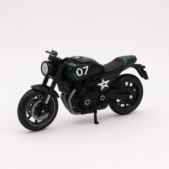 Motocicleta Metalica Die-Cast – Model Retro Military Verde Inchis, Nr. 07, 19x9 cm [1]