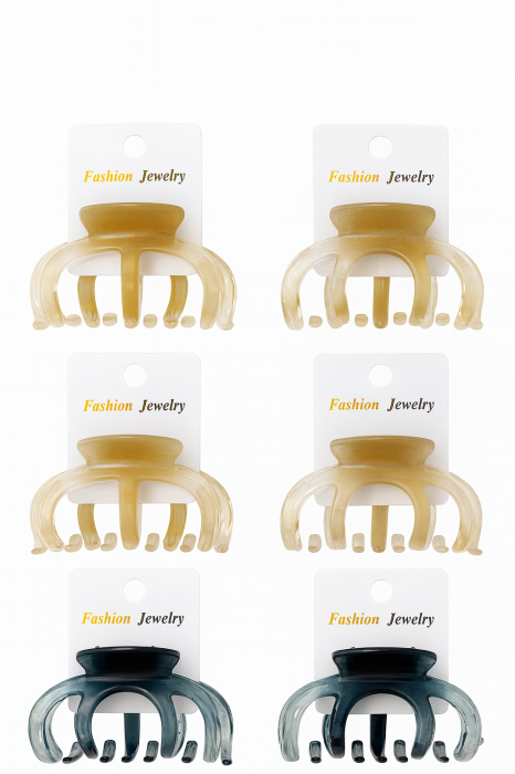 Set 6 Cleme Par 6cm Model Transparent – Prindere Puternica, Culori Naturale [1]