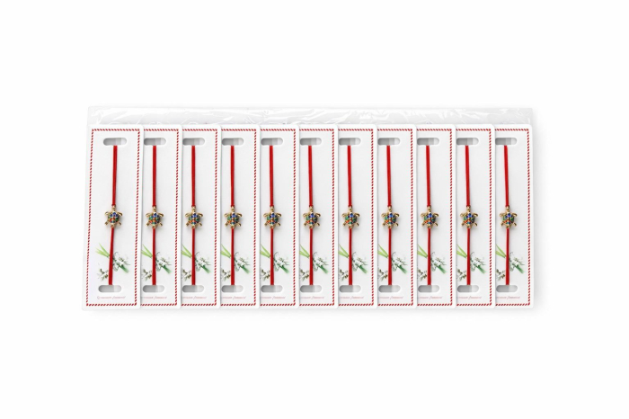 Set 24 bratari martisor cu snur rosu elastic, broscuta testoasa aurie cu strasuri [3]