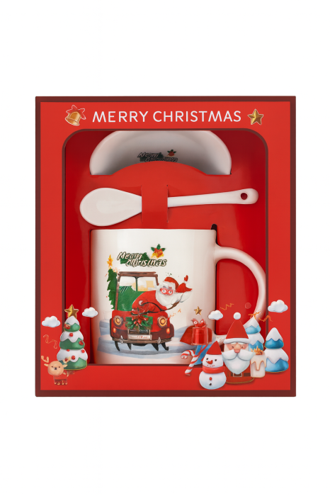 Set Cana Craciun cu Lingurita si Farfurioara – Model Mos Craciun cu Masina [2]