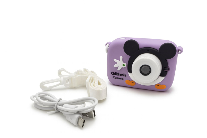 Camera foto digitala pentru copii 4800 MP, 8x zoom, model mov soricel simpatic, 12x12cm [1]