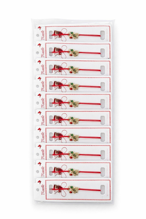 Set 24 Bratari Martisor cu Cosulet Auriu, Ghiocei si Buburuza, Snur Rosu Elastic [3]
