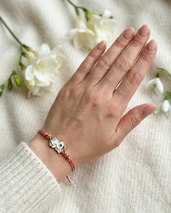 Set 12 Bratari Martisor Ponei Dragalas Auriu, Snur Rosu Reglabil, 20x11 cm [3]