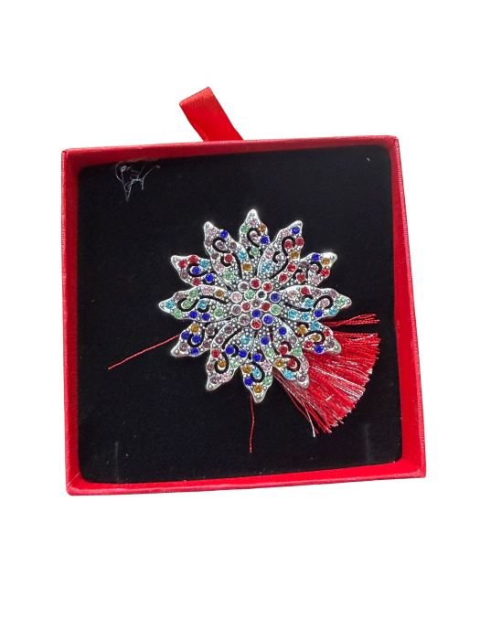 Brosa Floare Martisor cu Strasuri Multicolore in Cutie Cadou Eleganta [2]