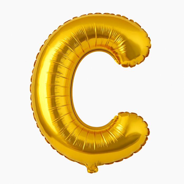 Balon folie litera C auriu, 35 cm, decor petreceri si aniversari, 1 buc [1]