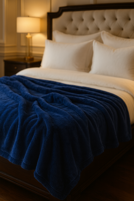 Patura Cocolino bleumarin 200x230 cm, groasa, pufoasa, 1 kg [1]