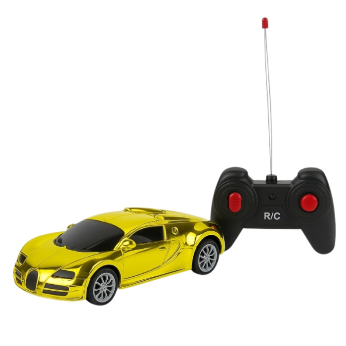 Masina sport cu radiocomanda, model crom auriu, 22x10 cm, jucarie pentru copii [1]