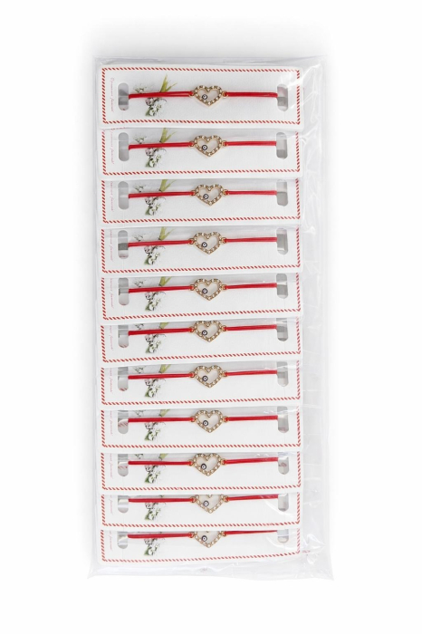 Set 24 Bratari Martisor cu Inima Aurie, Strasuri si Talisman Protector, 12x3 cm [3]