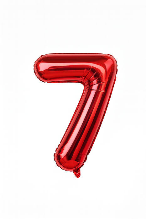 Balon folie cifra 7 rosu, 35 cm, pentru aniversari si petreceri, 1 buc [1]