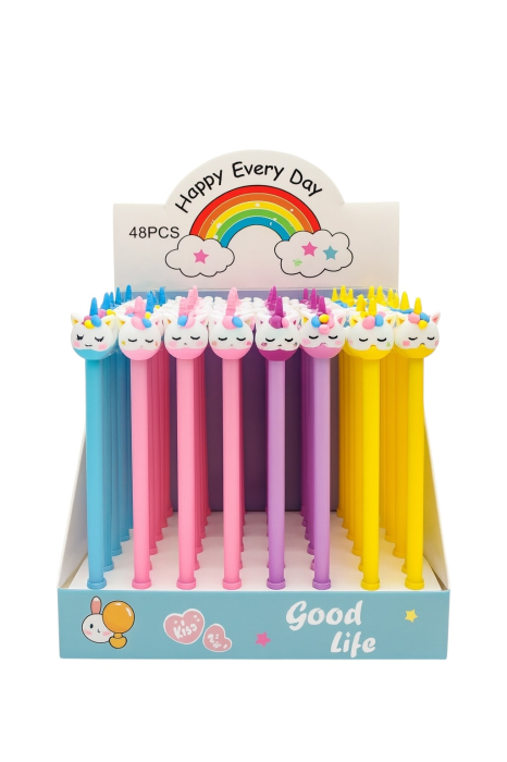 Set 48 pixuri Unicorn colorate – Cap 3D amuzant, display Good Life, culori mixte [2]