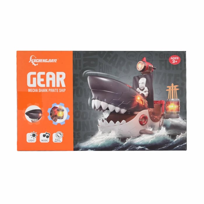 Corabie pirat Mecha Shark 22x13x17 cm cu lumini si muzica, mers cu evitare obstacole, jucarie electrica [5]
