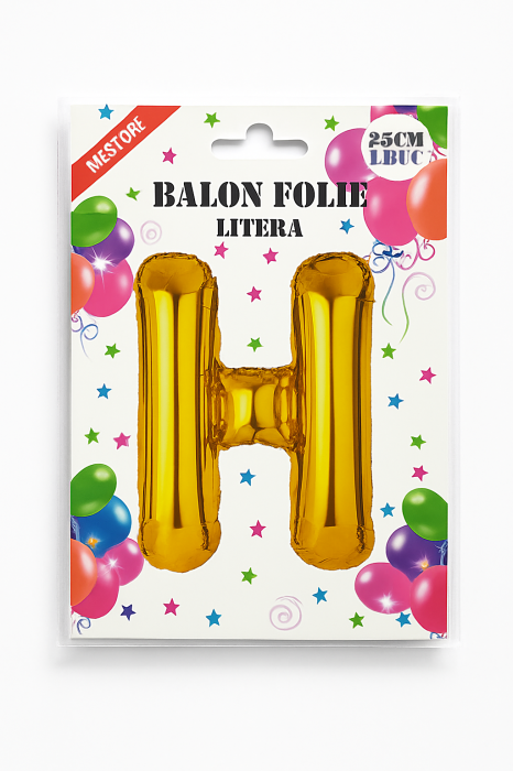 Balon folie litera H auriu 25 cm, decor petreceri si aniversari, 1 buc [2]