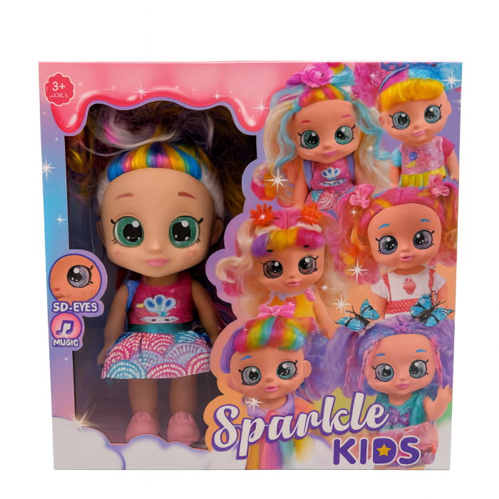 Papusa Sparkle Kids cu Ochisori 5D si Par Curcubeu – 30x30 cm [2]