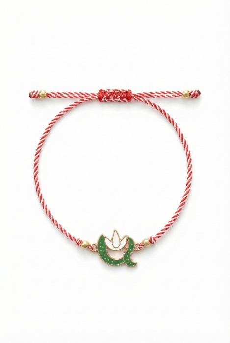 Set 12 bratari martisor cu simbol ghiocel si snur rosu alb, ambalate individual [2]