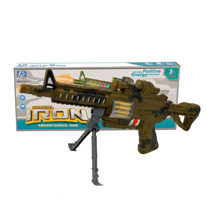 Pusca Jucarie Special Iron – 45 cm, cu Lumini, Sunete si Bipod, Model Militar Camuflaj [1]