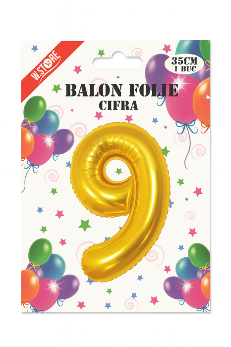 Balon folie cifra 9 auriu, 35 cm, pentru aniversari si petreceri, 1 buc [2]