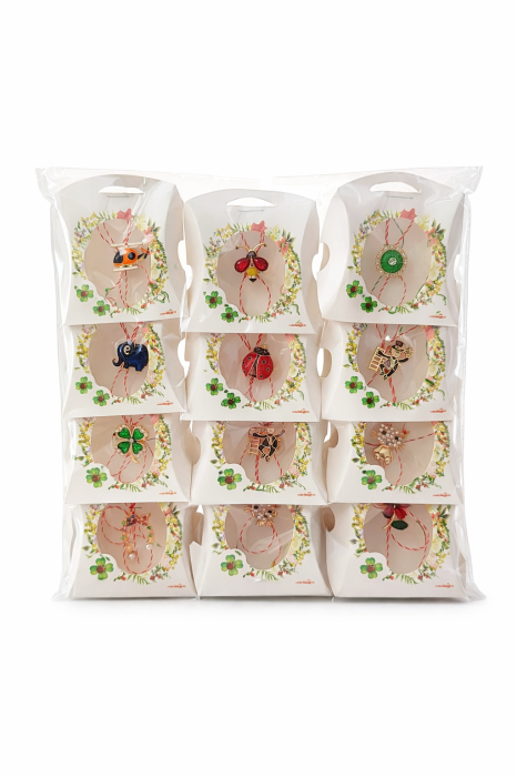 Set 30 Brose Martisor Metalice cu Snur Traditional, Modele Diverse, Cadou 1 Martie 9.5x2x7 cm [2]