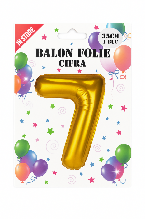 Balon folie cifra 7 auriu, 35 cm, pentru aniversari si petreceri, 1 buc [2]
