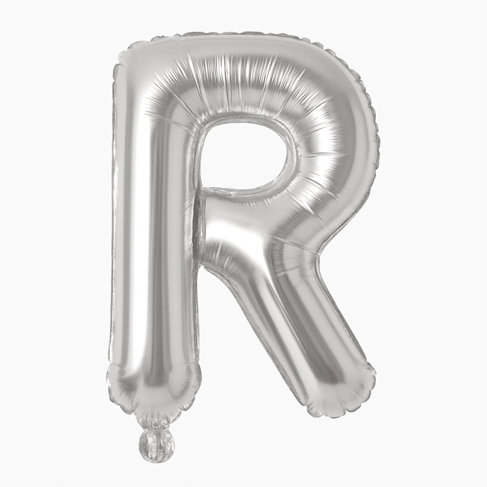 Balon folie litera R argintiu, 35 cm, decor aniversar si petreceri, 1 buc [1]