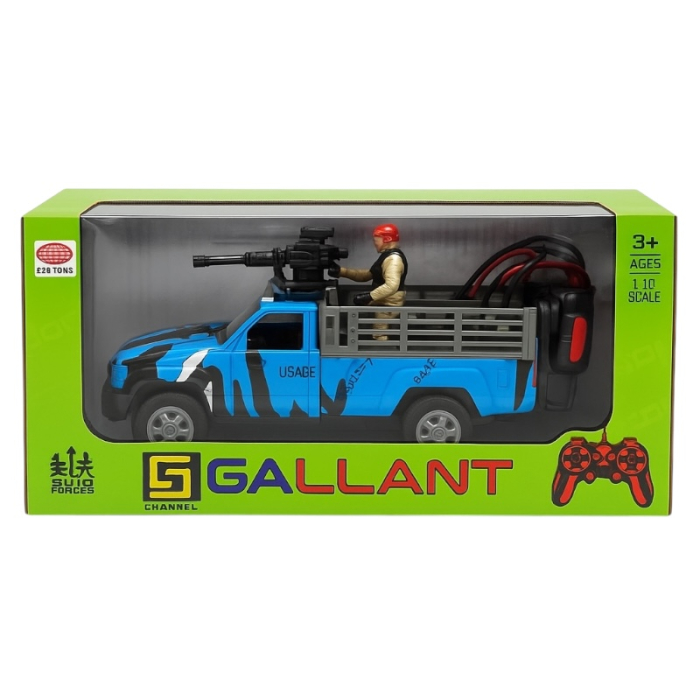 Camioneta militara cu radiocomanda 32x16 cm, cu soldat si tun, model camuflaj, jucarie pentru copii [2]