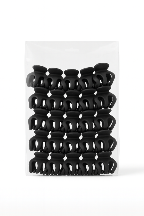 Set 50 Clamute Par Mini Matte Negre – Accesorii Rezistente pentru Coafuri [1]