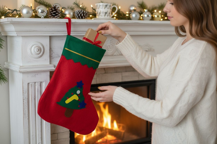 Soseta Mos Nicolae modele mixte rosu verde – om de zapada, mos craciun, brad [11]