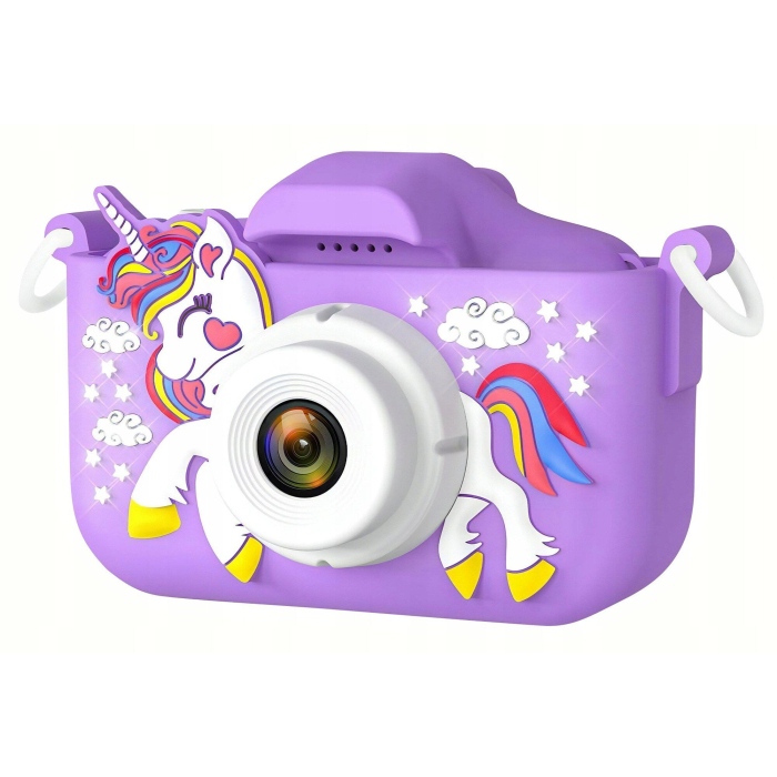 Camera foto digitala pentru copii 4800 MP, 8x zoom, model unicorn mov, 13x12cm [1]